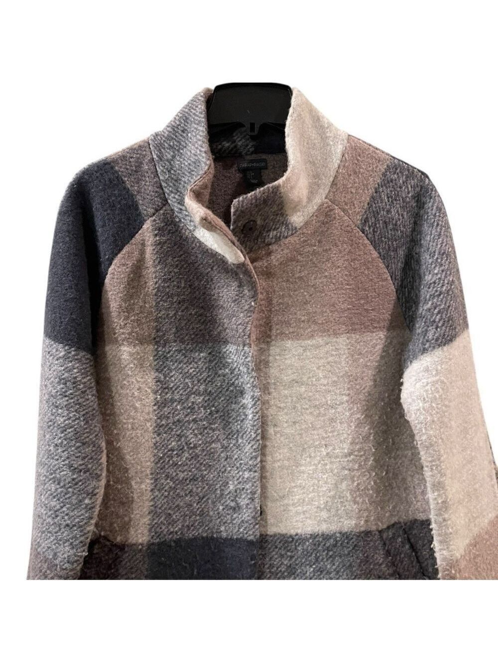 Paraphrase Women's Plaid Wool Blend Overcoat Multicolor Jacket Size: Small - Picture 2 of 11
